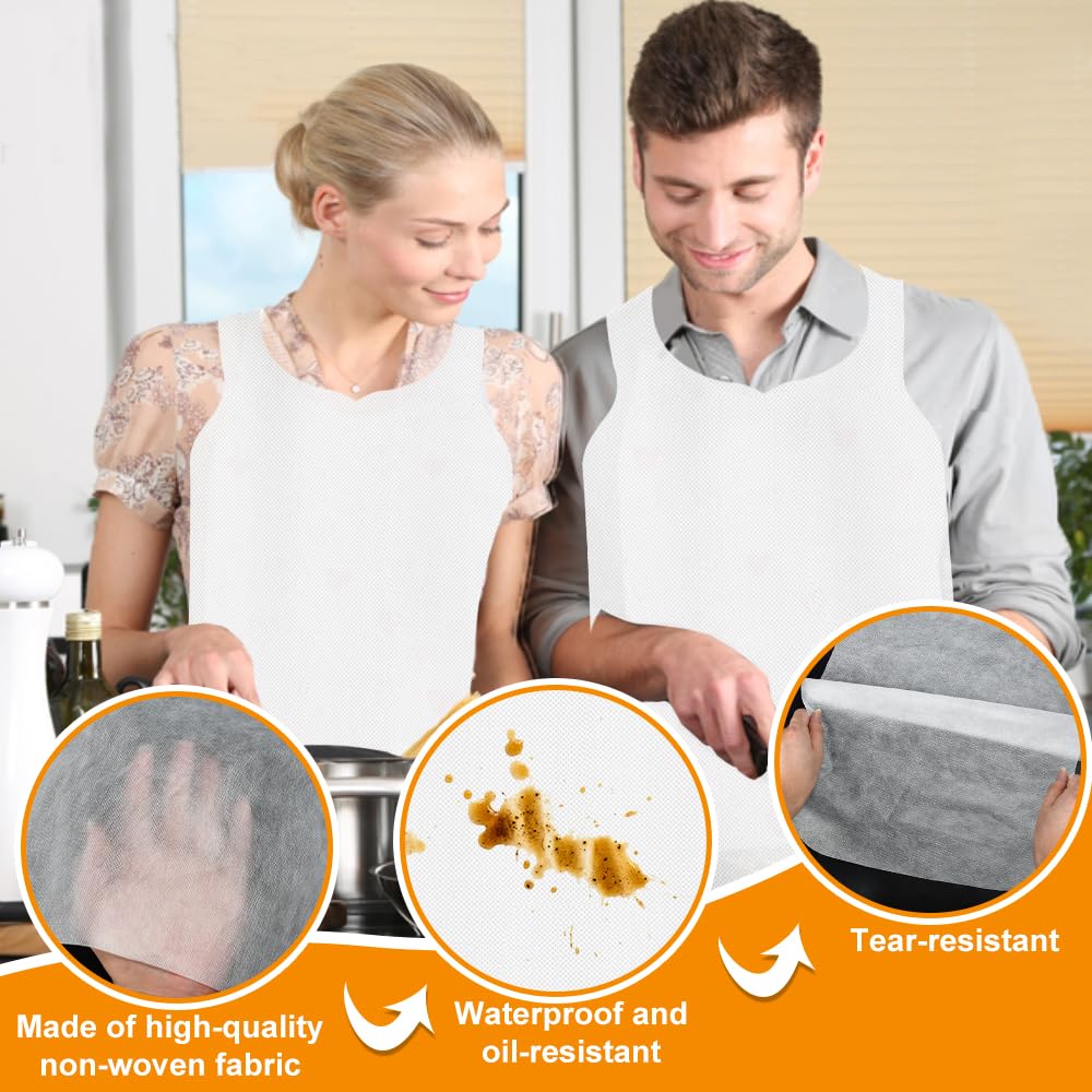 50 Stück Einweg Lätzchen für Erwachsene Einmal Esslätzchen 70cm lang Einwegschürzen Vliesstoffe Latz für Erwachsene Einmalschürzen Einmalschürze Erwachsenenlätzchen für Alle Menschen