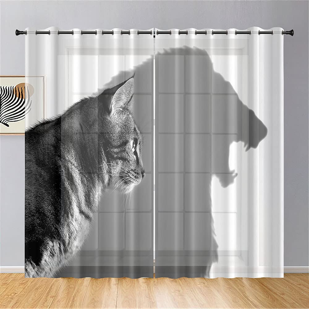 2 Pezzi Tende Voile Trasparente, Modello 3D Decorativi Sheer
