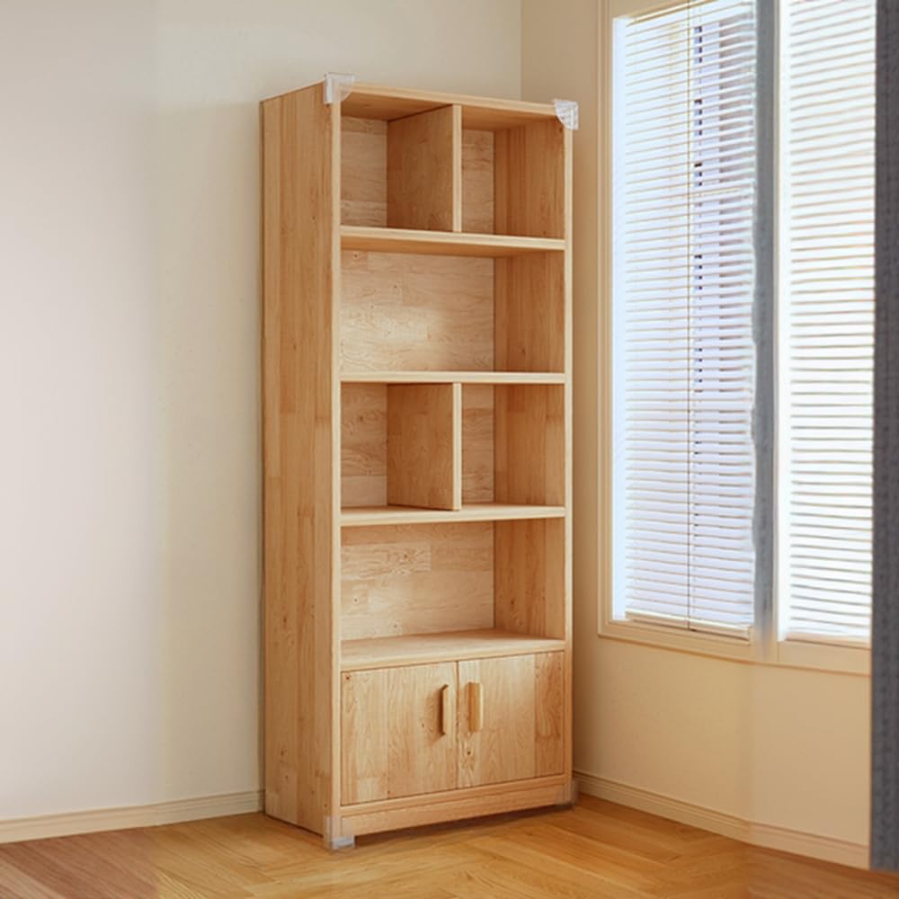 LITFAD Solid Wood Bookshelf Natural Pine Sand Shelf Organizer Bookcase Simple Floor Storage Rack for Home Office Study Room Library, 23.5" L x 9.5" W