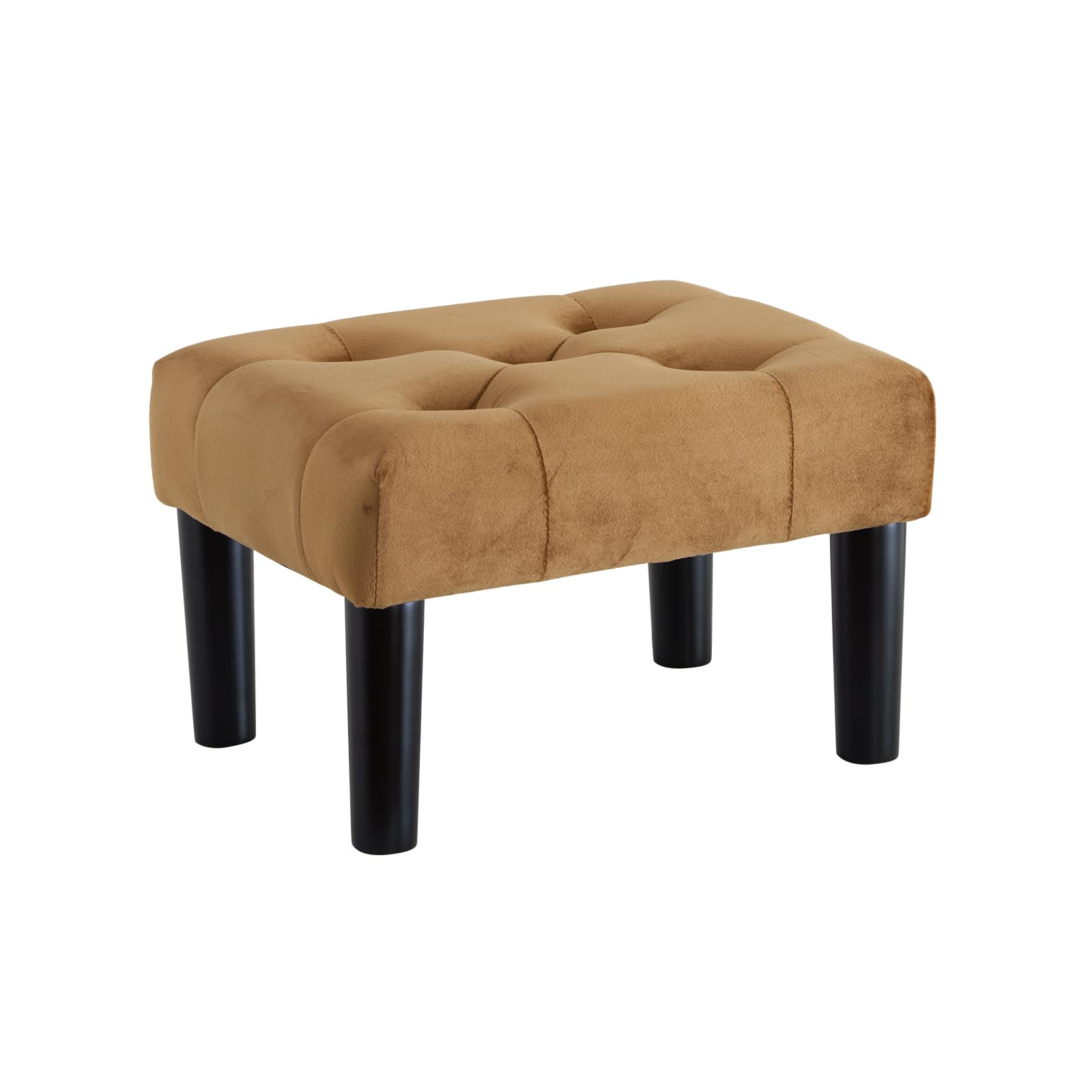Small Footstool Ottoman, Velvet Wooden Foot Stool Ottoman with Wood Legs, Rectangle Ottoman Chair, Sofa Footrest Extra Seating for Living Room Entryway Office (Coffee)-image-34