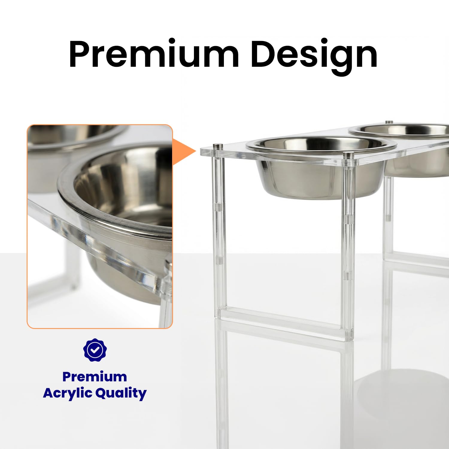Gamelle Double Chien et Chat Surélevée - Support 4 Hauteurs Ajustables – Double Bols en Acier Inoxydable 800ML + Accessoire Anti-Glouton - Installation Facile - Design Intérieur