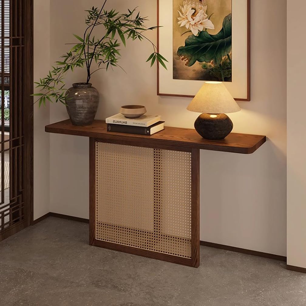 WYRNOBRX 63 .2'' Wood Console Table with Storage Surface Walnut Entryway Table, Thin Console Table, Living Room Decor, Couch Tables Behind Sofa for Hallway, Entrance,Brown,L80*H75*W30