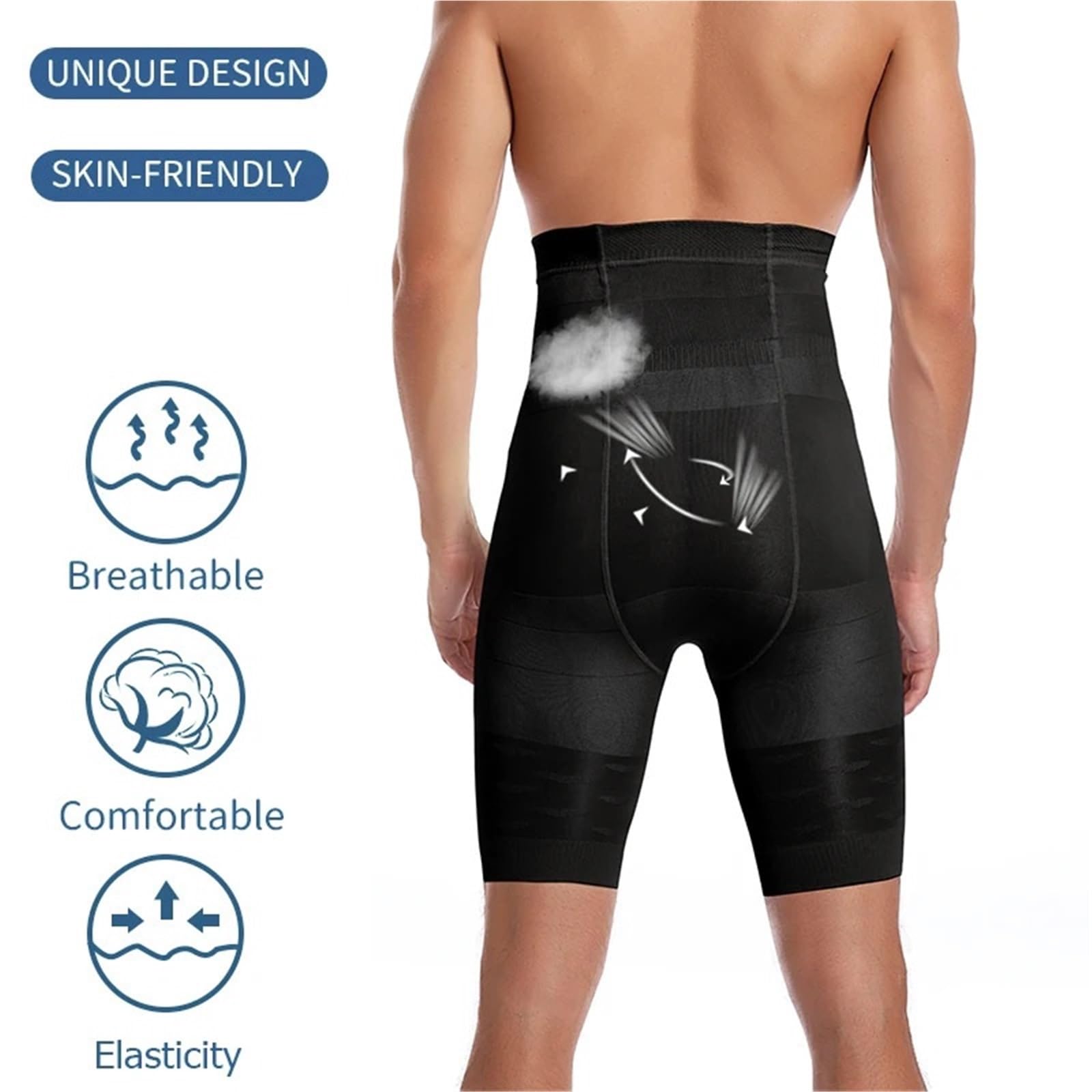 Pantalones Cortos con Control de Barriga for Hombre, Ropa Moldeadora Adelgazante Cintura Alta, Moldeador Cuerpo Plano, Interior Pierna, Calzoncillos compresión, 2 uds