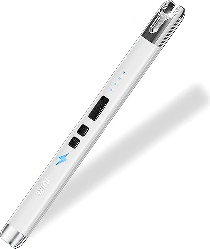 IUIRE Encendedor de velas eléctrico recargable de arco con doble interruptor de seguridad (1 unidad, blanco)