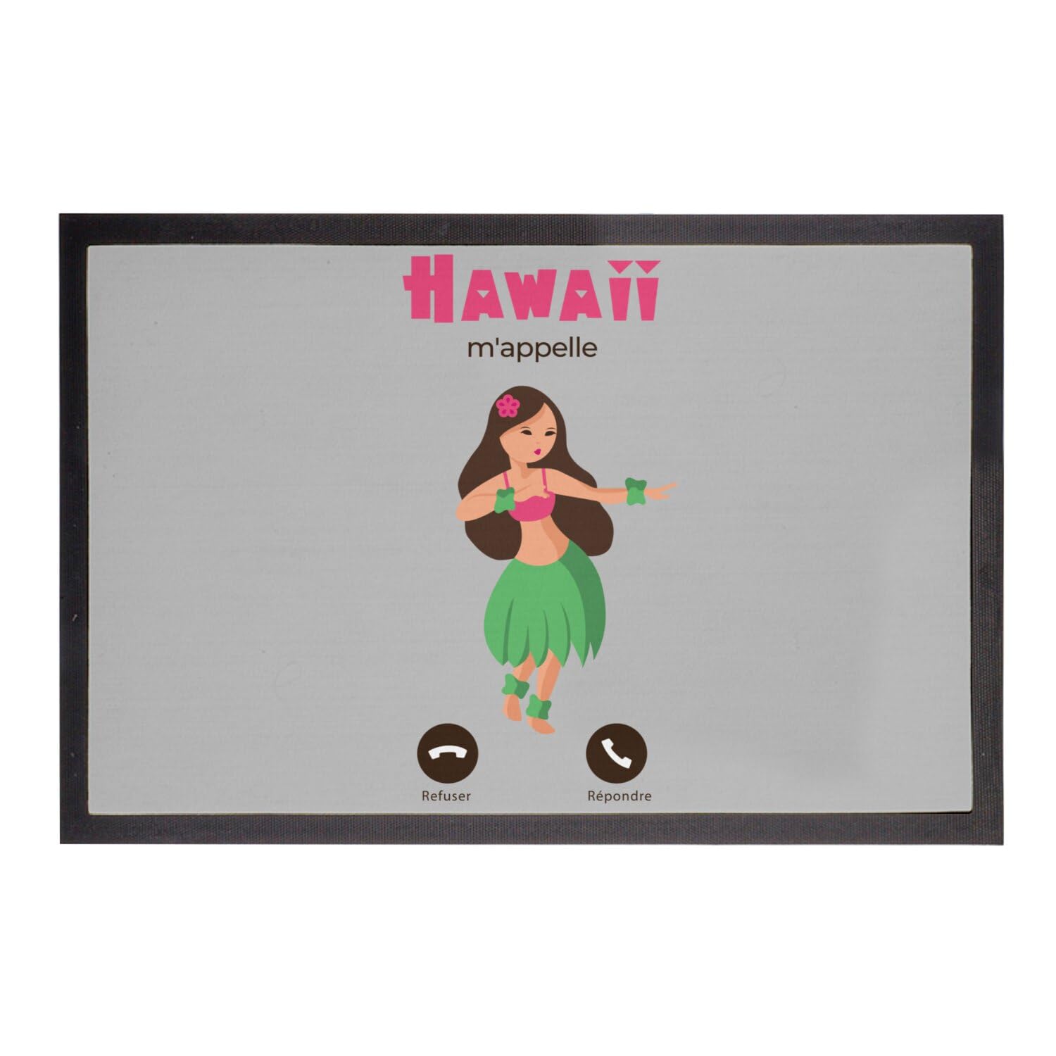 Paillasson 75x50cm Hawaii tapis de sol gris tourisme et plage