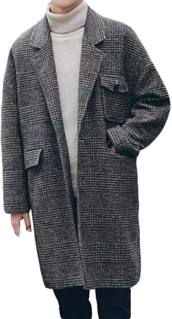 Amazon Ksila コート メンズ チェック柄 ロングコート 厚手 通勤 チェスターコート グレンチェック 防寒 ラシャコート ファッション ゆったり ジャケット メルトン 秋 冬 膝丈 アウター コート ジャケット 通販