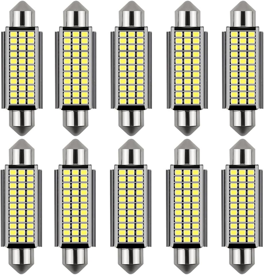 CJBINCar LED Interior Lighting, Pack of 8 41 mm LED Car Interior Lighting, 12 V 1.2 W LED Interior Lighting Bulb Car, Car Interior Lighting, Easy to Use, White Light