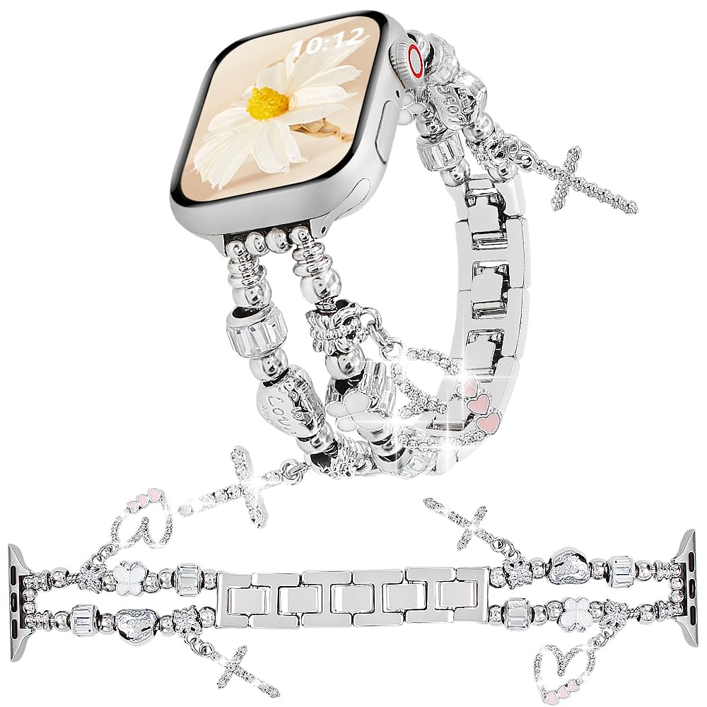 Amazon.co.jp: シルバーウォッチバンド 女性用 Apple Watchバンド 42mm