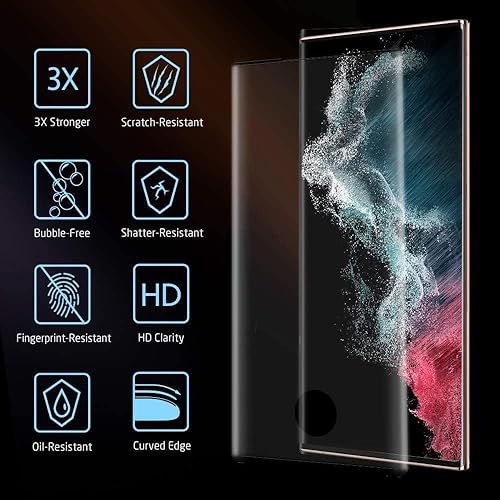 Miniatura 5 de Paquete de 2 + 2 protectores de pantalla para Galaxy S22 Ultra que incluye 2 protectores de pantalla de vidrio templado + 2 protectores de lente de