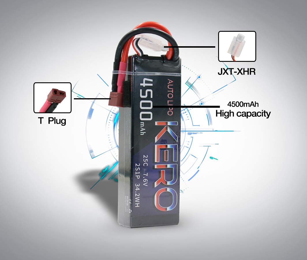 Amazon.co.jp: KERO リポバッテリーパック 4500mAh 2S 7.6V 25C RC車