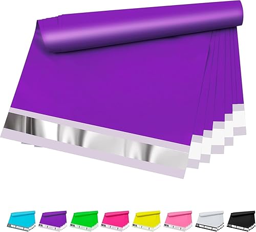 Miniatura 26 de Sobres de polietileno de 6 x 9 pulgadas, 100 piezas, sobres de correo de plástico morado con grosor de 2.4mil, bolsas de envío impermeables