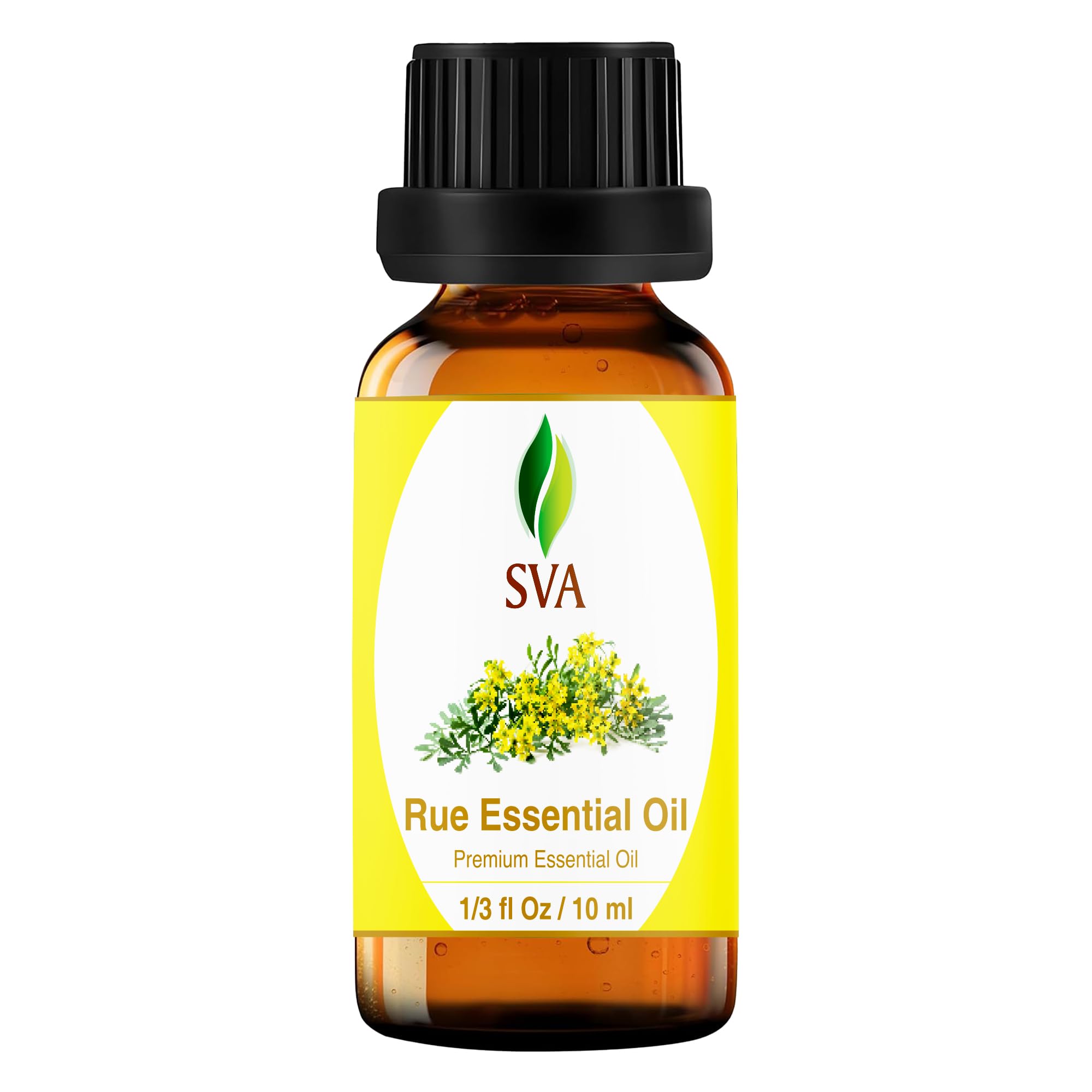 SVA Rue Essential Oil – 1/3 Fl Oz – 100% Natural Rue Oil - for Diffuser, Hair Care, Face, Skin Care, Aromatherapy, Scalp and Body Massage, Soap and Candle Making