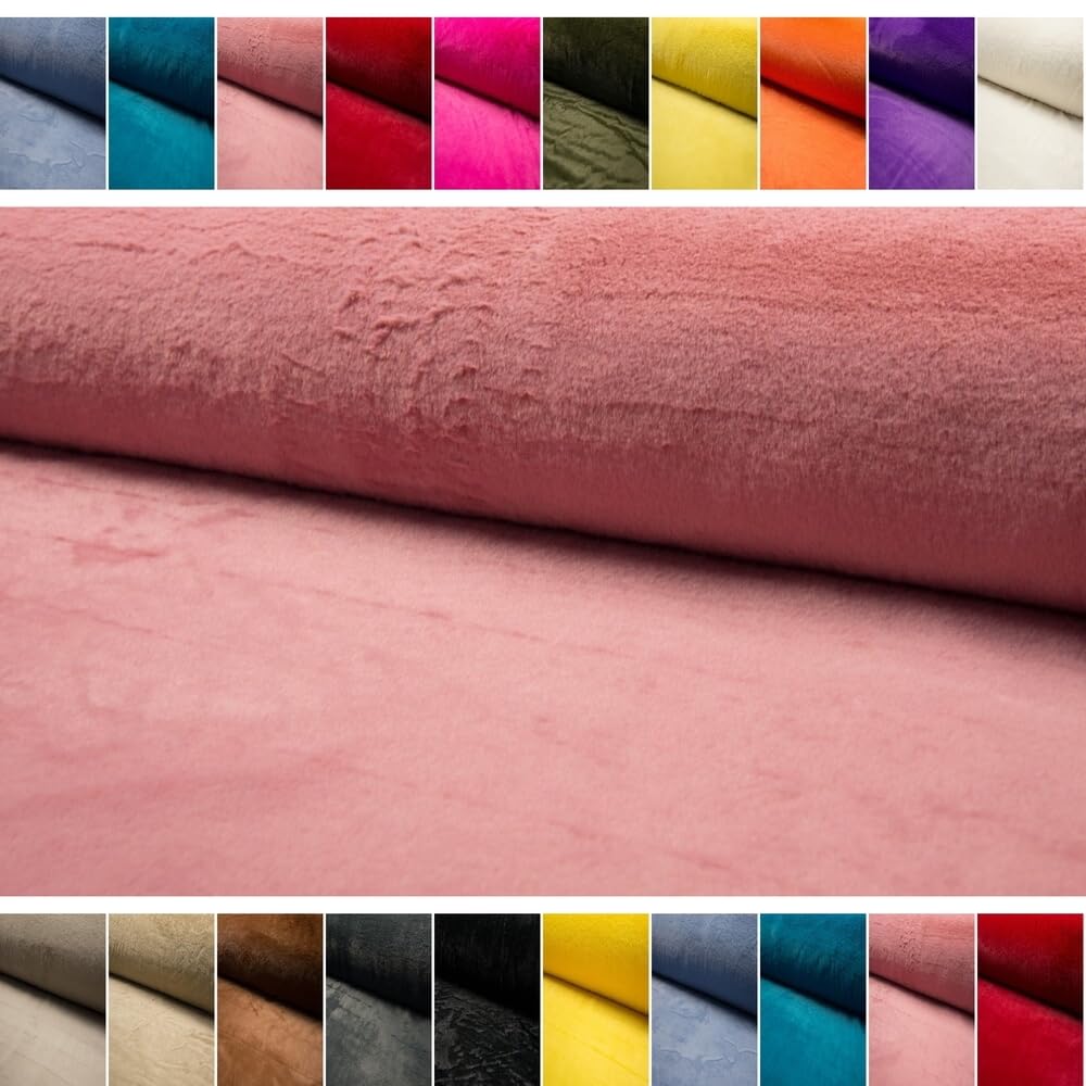 Fabrics-City rose tissu en fausse fourrure de lapin premium, peluche douce, imitation molle, idéal pour vêtements, décoration ou accessoires, par mètre, 4581