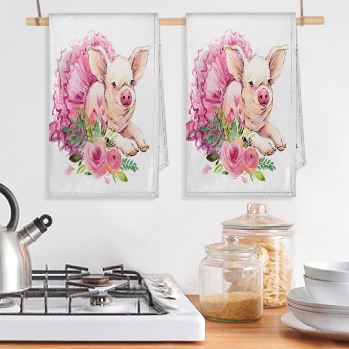 Hirsch Häschen Bär Küchentücher Set – 1 Stück, 45 X 72 Cm, Saugfähig, Mit Aufhängeschlaufe, Tier-Party Design