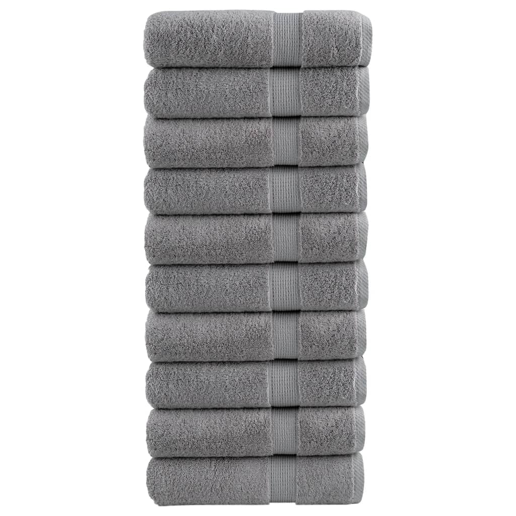SOLUND 10er Pack Badetücher 100x150 cm Grau 600 g/m² aus 100% ringgesponnener Baumwolle, weiche Handtücher mit Schlaufe, saugfähig und maschinenwaschbar, Oeko-TEX Zertifiziert