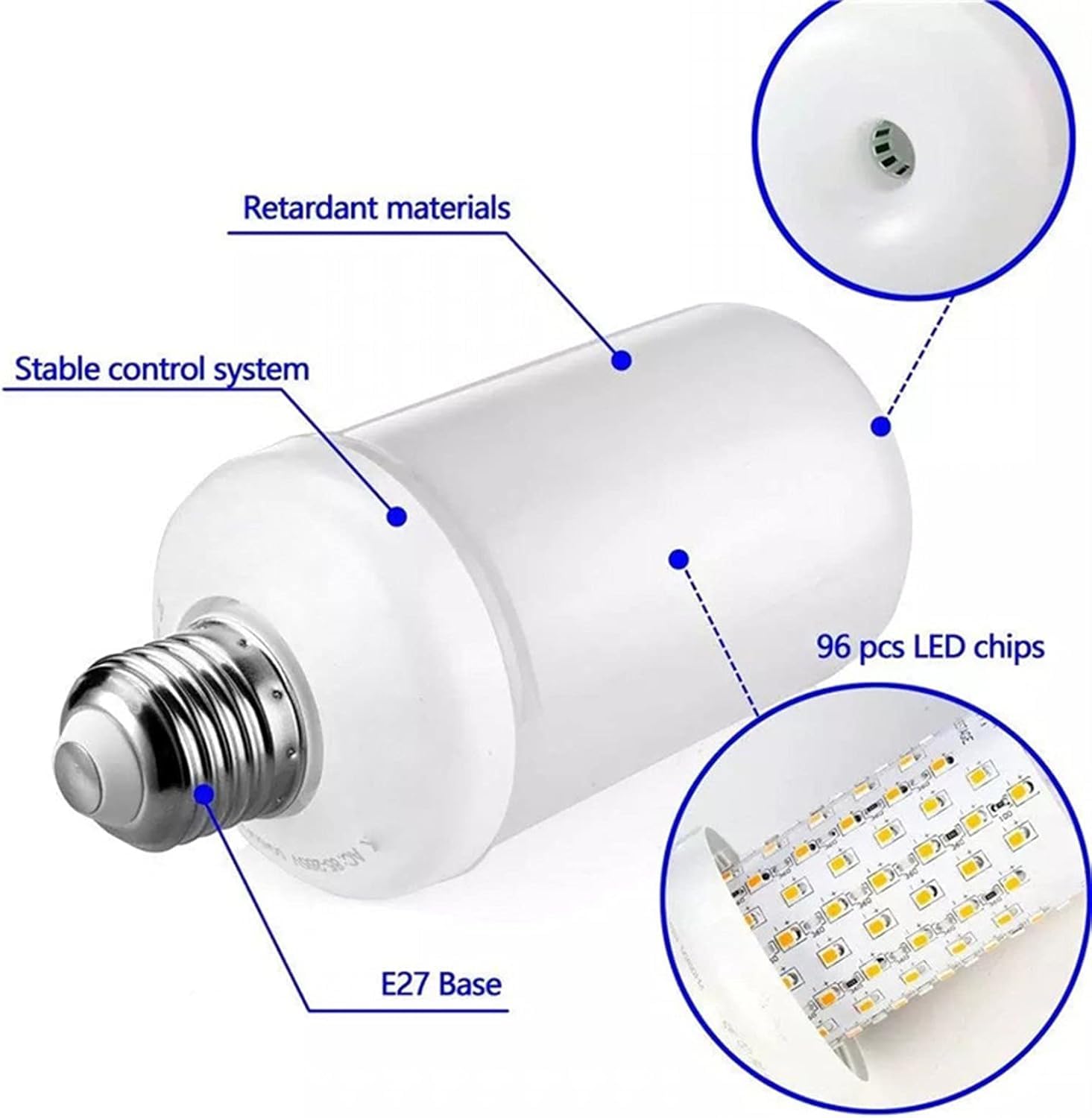 LED E27 Lampes à Flamme 15W 85-265V 4 Modes Ampoule LED Effet de Flamme Ampoule Scintillante Emion Feu Lumière (5 pièces), E14