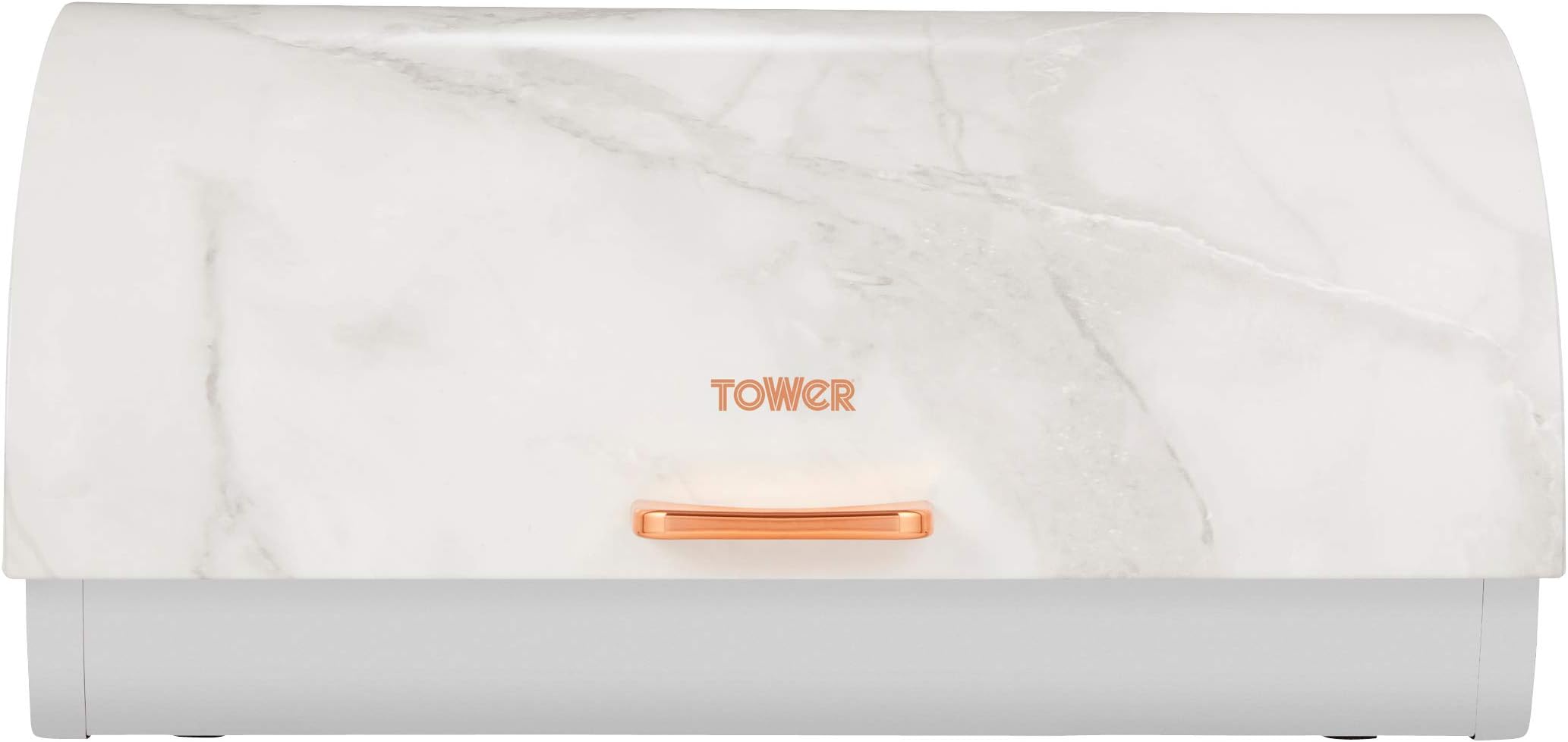 Tower T826003WR Roll Top Bread Bin, Stainless Steel, White Marble Rose Gold, One Size