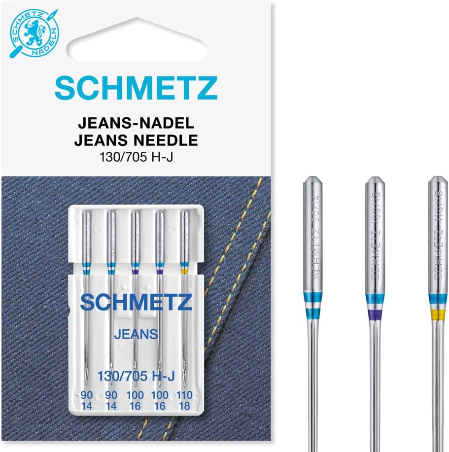 Sewing Machine Needles Schmetz - Jeans (Denim), Assorted Sizes 90/14, 100/16 & 110/18, 3 Packets for The Price of 2! Includes Large Schmetz Needle Threader