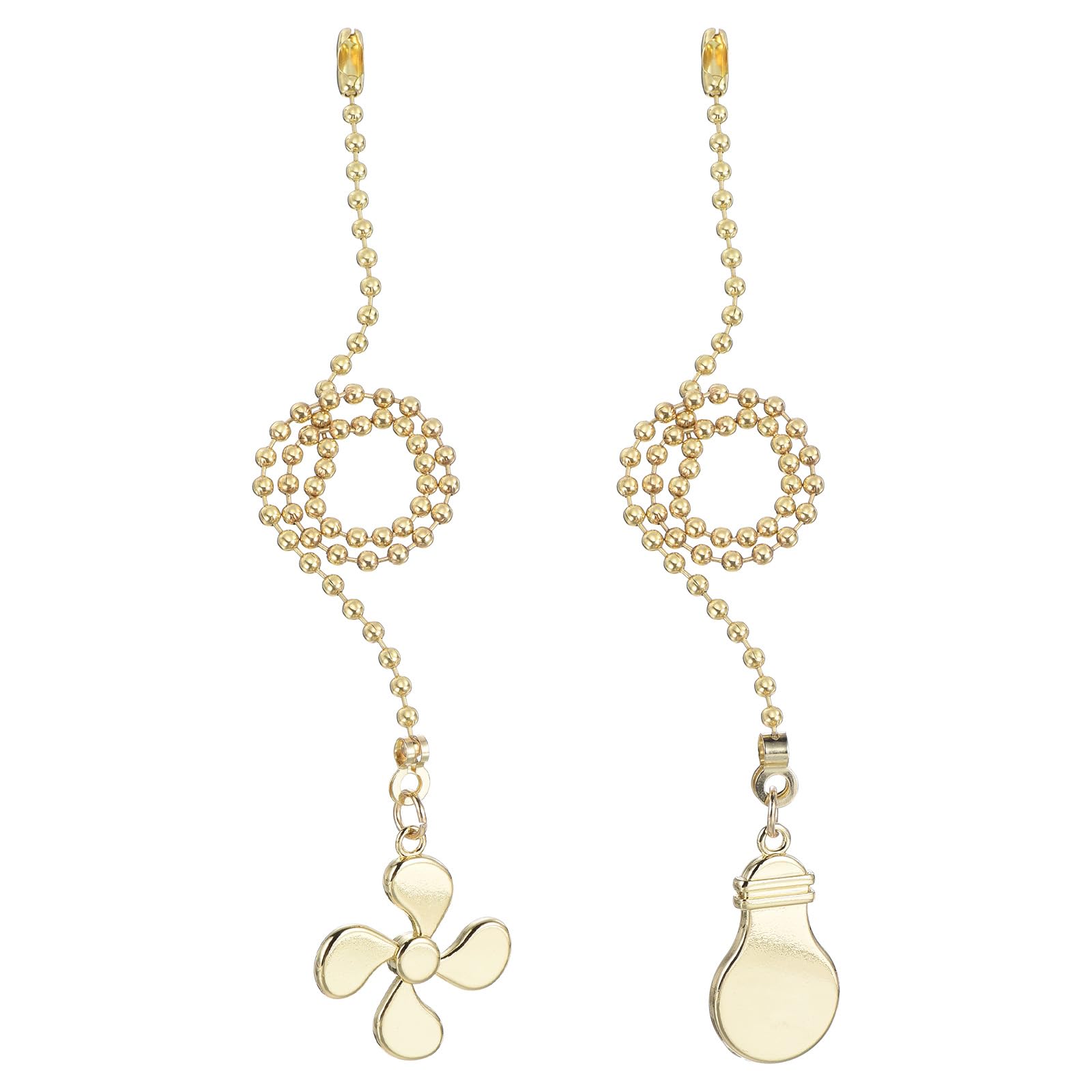 uxcell 13 Inch Ceiling Fan Pull Chain Extender Sets, 2 Pcs Beaded Ball Fan Pull Chain with Decorative Light Bulb and Fan Cord for Ceiling Light Lamp