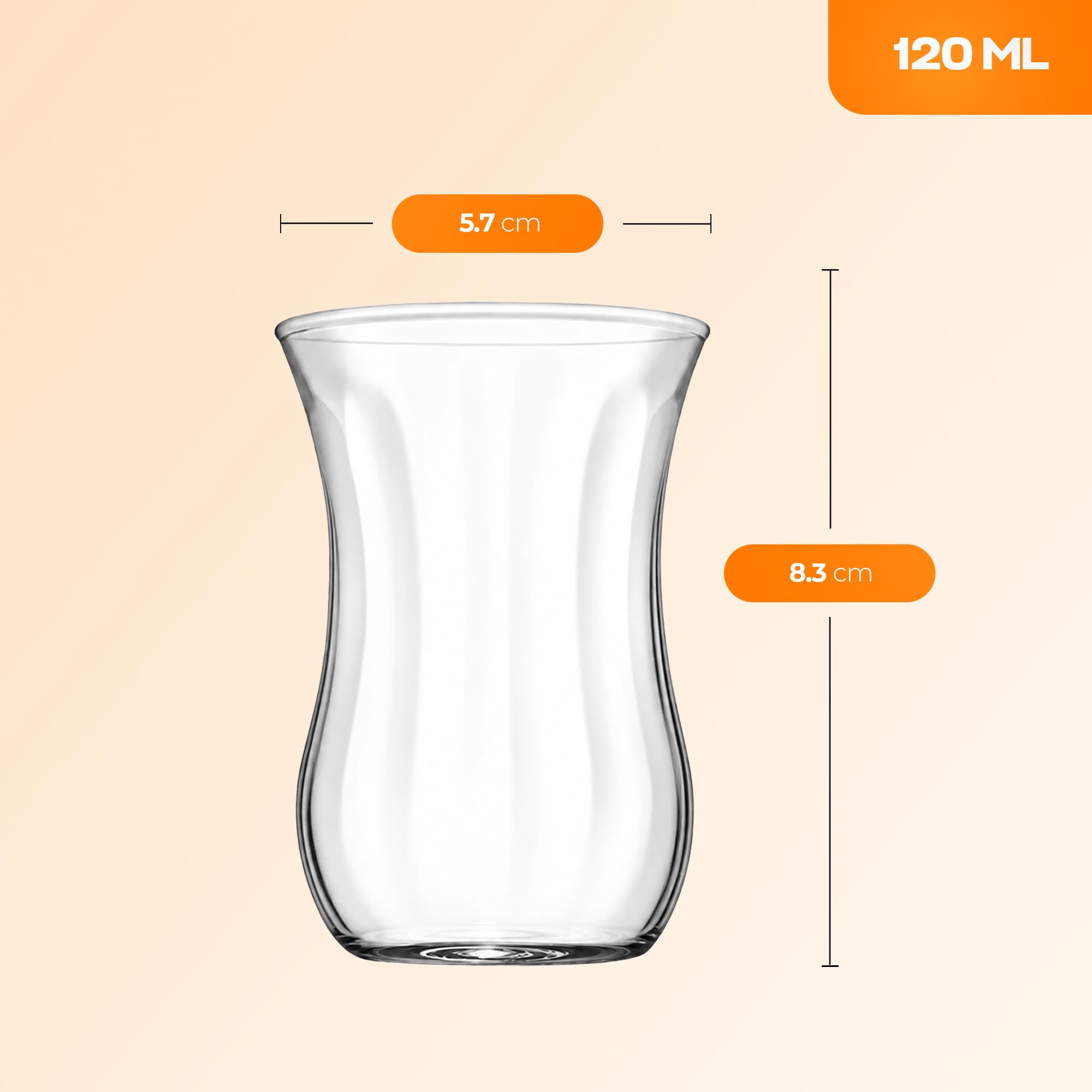 NORDIC SCHILLER Teegläser Set 120cc, (72 Teeglaser) Türkisches Teeglas, Glatt oder Strukturiert, Hitzebeständig, Authentisch, Hochwertiges Glas für Tee & Getränke