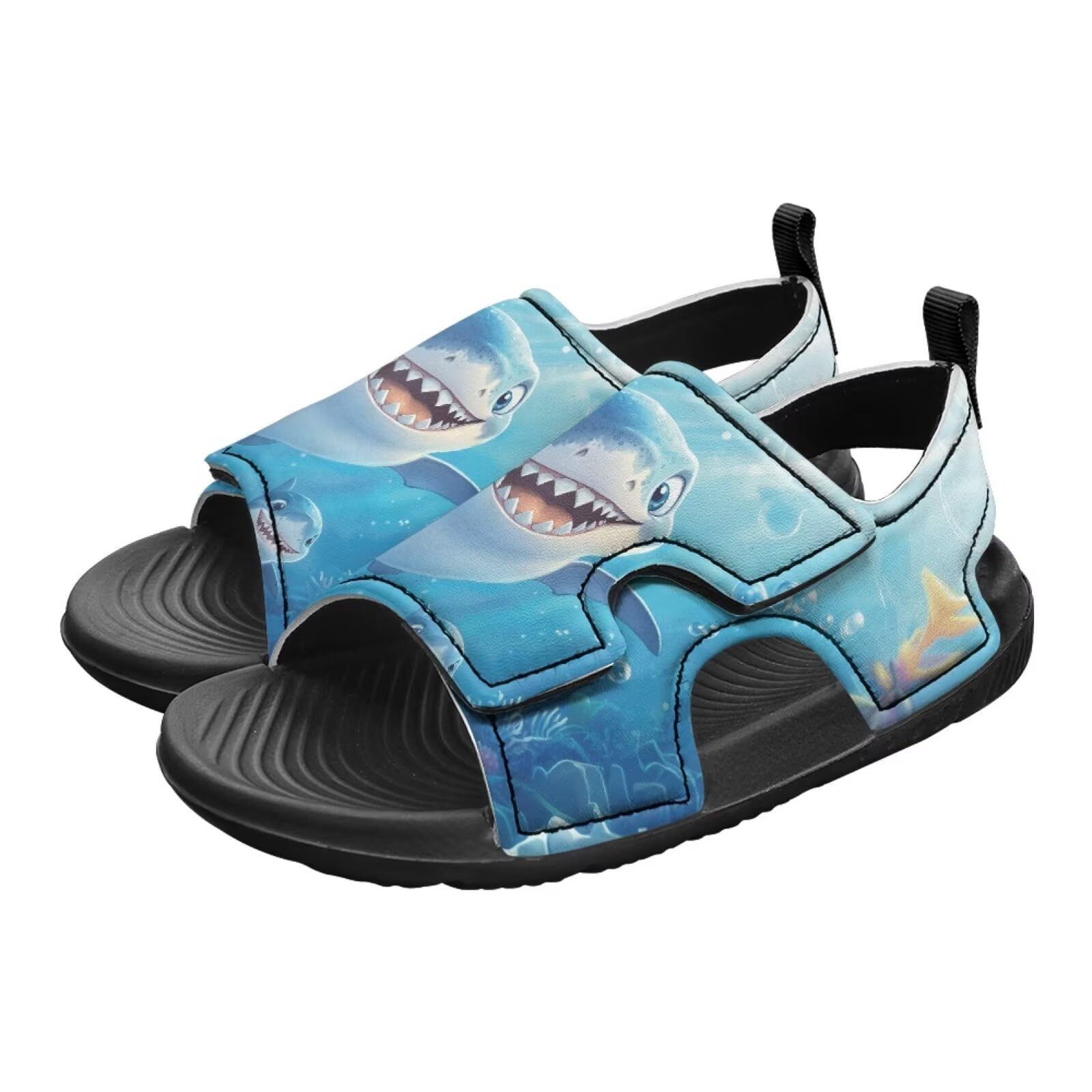 Pointodoor Boys Cartoon Shark Sandals US 12.5 Kids Sport Water Shoes Causal Summer Hiking Outdoor Sport Sandals for Toddler/Little Kid/Big Kid