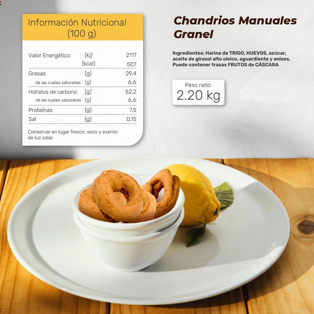 LAPASION - Rosquillas fritas hechas a mano | Rosco | Caseras | Rosco | CHANDRIOS | Palmeras |Dulces | 2.2 Kg