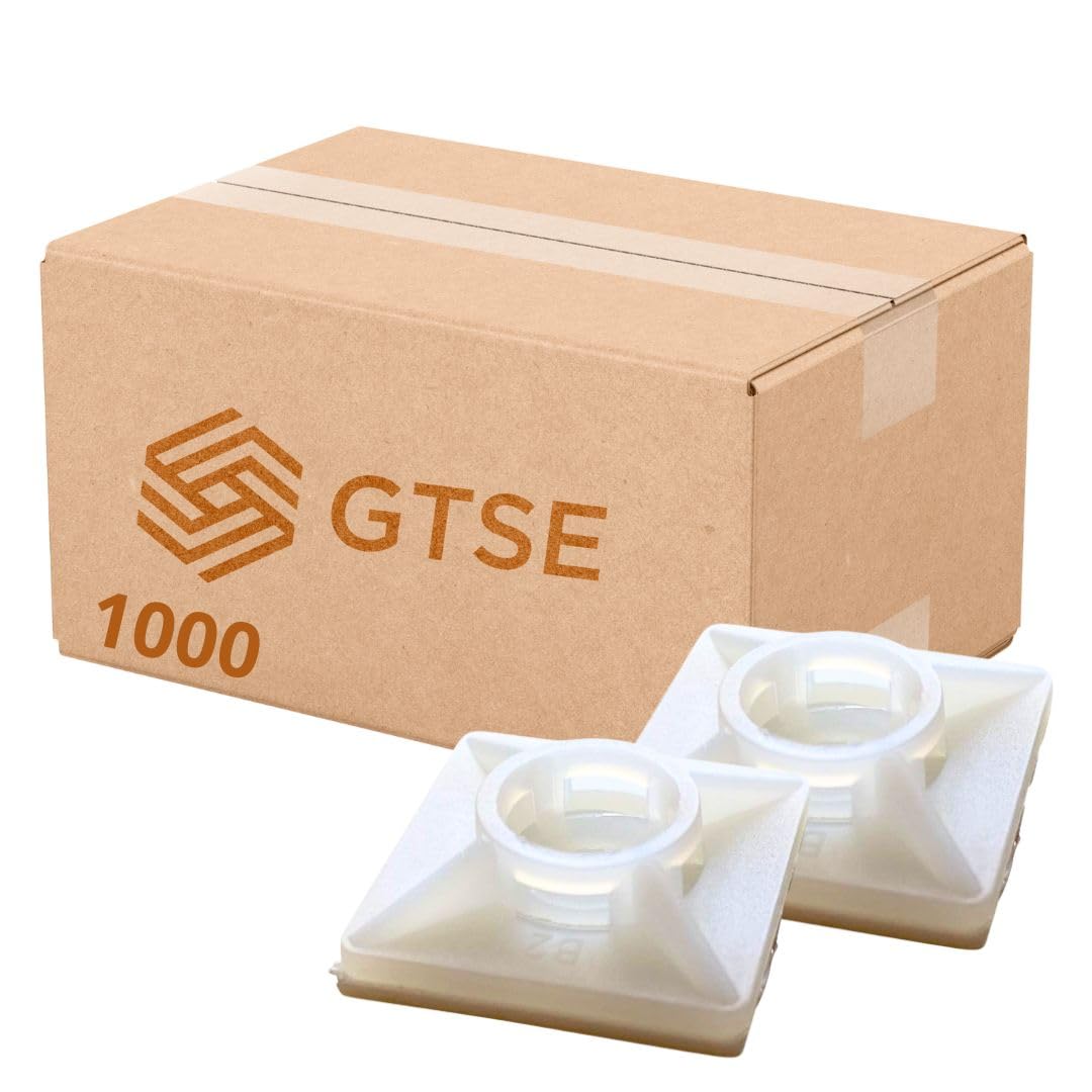 Gocableties 1,000 Pack of White Cable Tie Bases - 19mm x 19mm (3/4") - Premium Adhesive Fixing Mounts