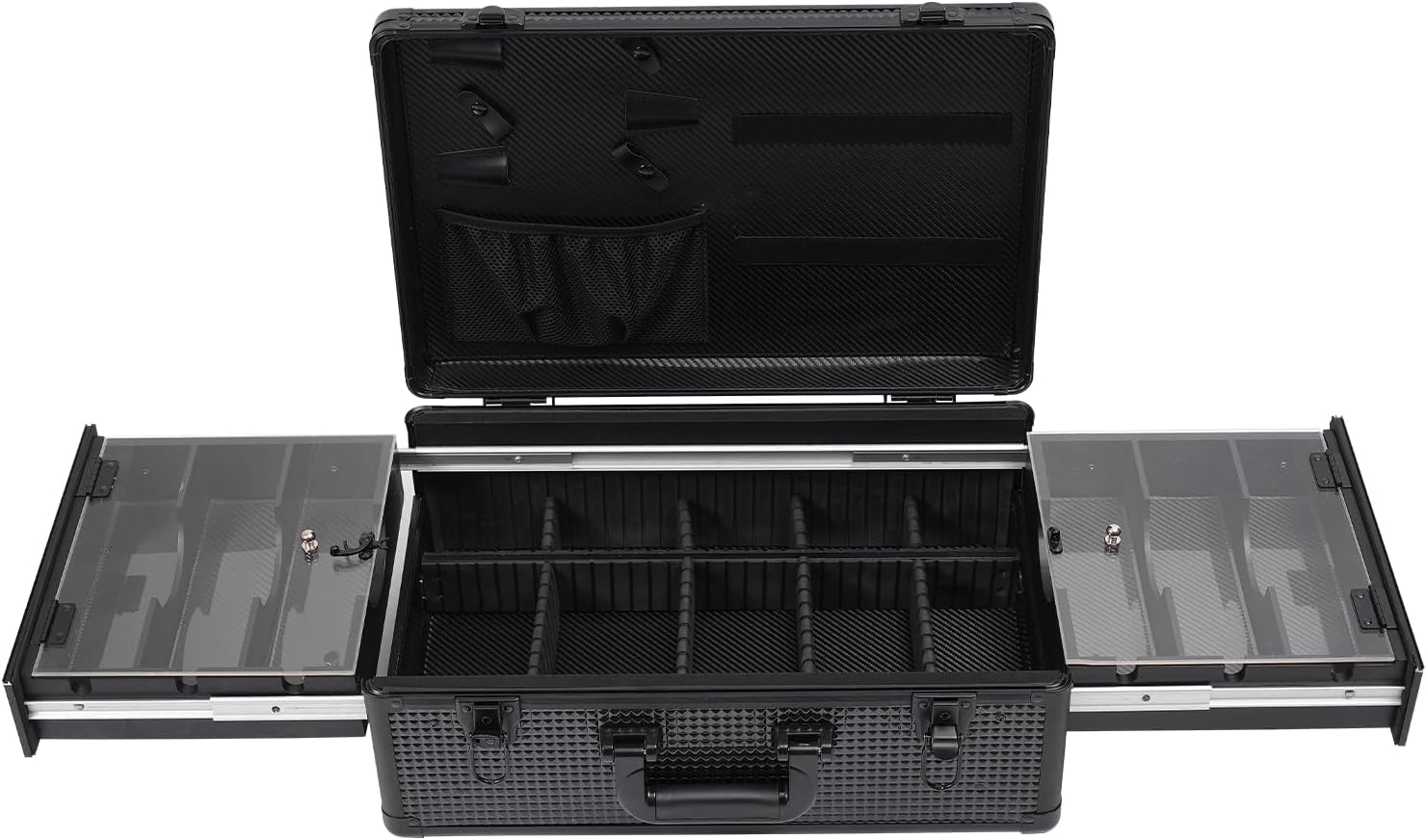 Beauty Professional Barber Case, Black Modern Beauty Barber Case Organizer for Supplies and Accessories Travel Briefcase Suitcase for Storing Scissors, Makeup, Jewelry, Combs