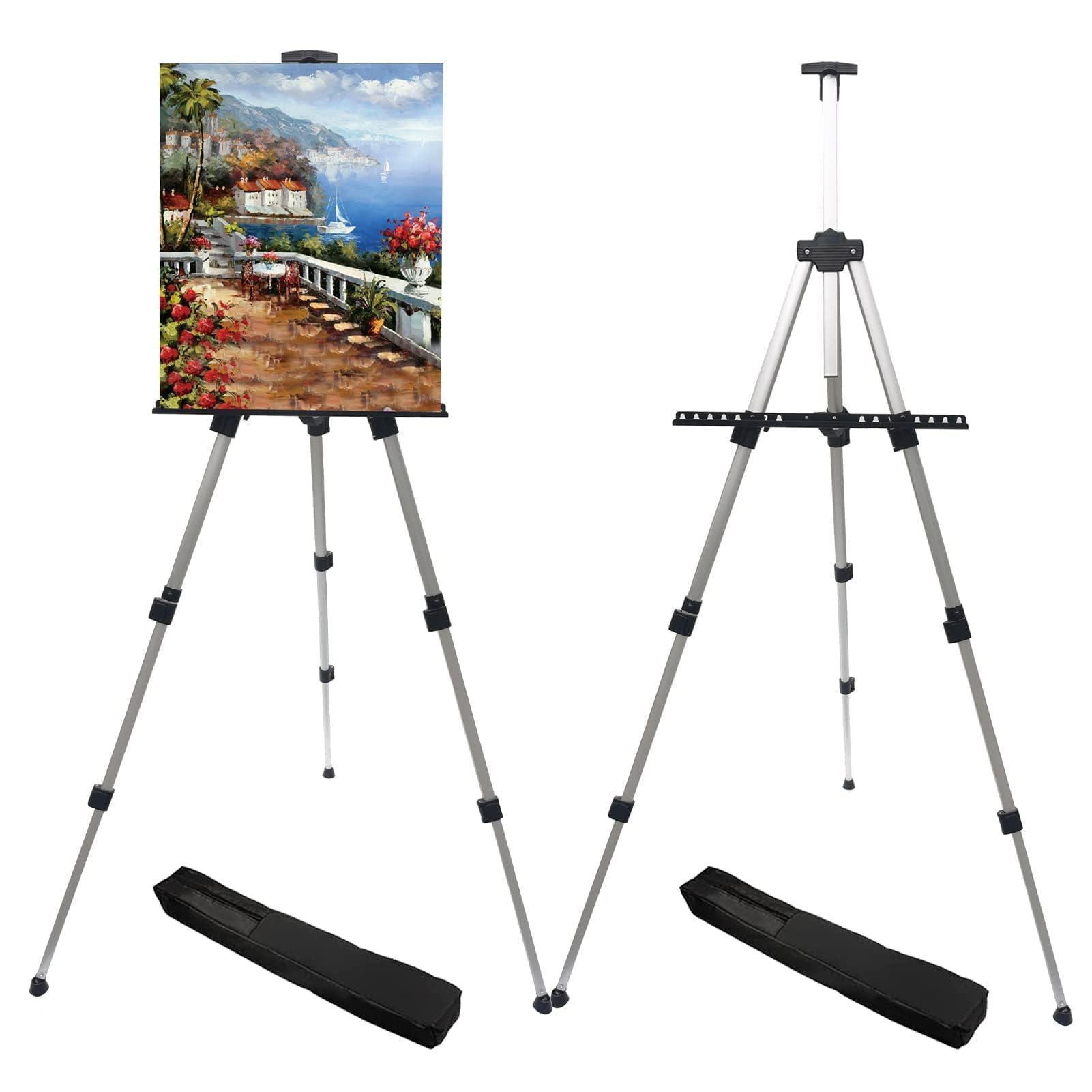 RRFTOK Silver 2 Pack 17-66 Inch Art Easel Stand for Painting and Sign