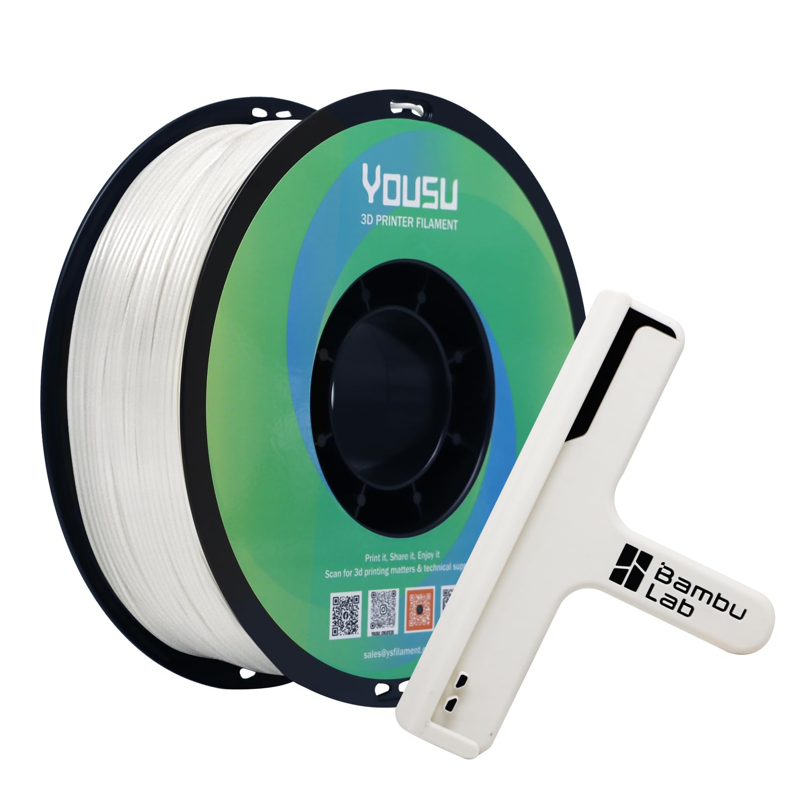 YOUSU ABS+ Filament 1.75mm, 3D Printer Filament ABS Plus, 1KG Spool (2.2 LBS) 3D Printing Filament for 3D Printers, White