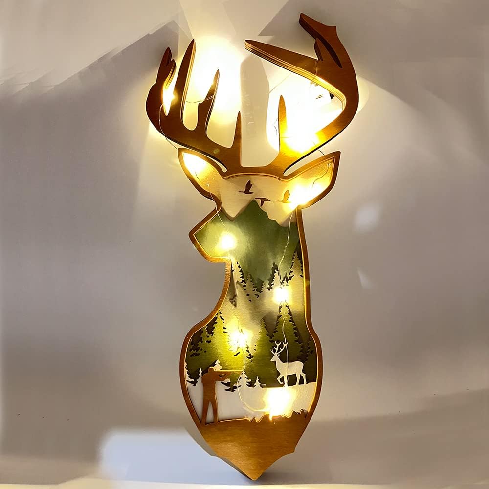 Annoomm Wooden Elk Wall Decor, Wall Mount Wall Elk