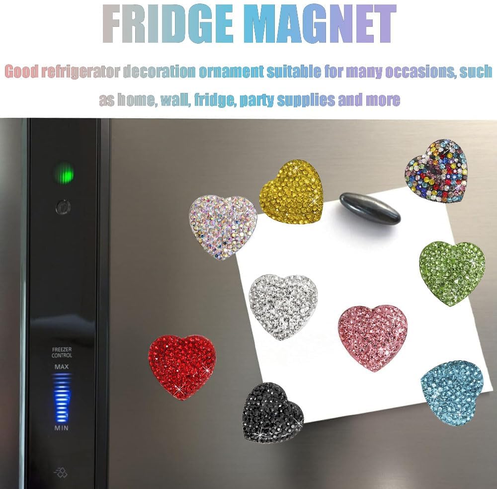 4Pcs Bling Diamond Heart Sparkling Refrigerator Magnet Sparkling Rhinestones Crystals, Cute Love for Kitchen Fridge, Locker, Home Decor Cool Office Decorative Novelty (Green) image 3