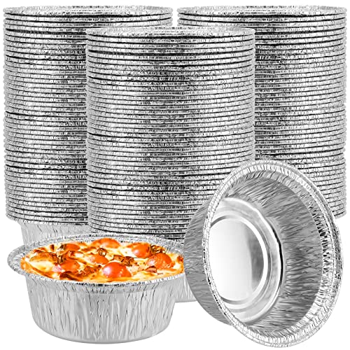 FUNSUEI 200 Pack 4.72 Inches Aluminum Foil Pie Pans, Round Aluminum Foil Pans, Disposable Aluminum Containers Cake for Tart Baking, Catering, Serving, Reheating