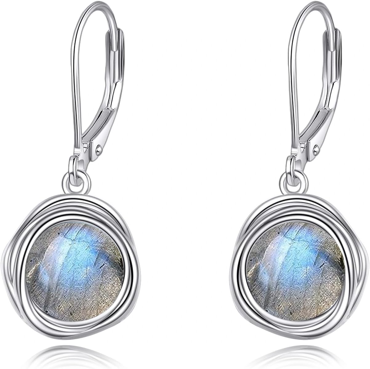 POPLYKE FreshWater Pearl Dangle Earrings 925 Sterling Silver Lapis lazuli Turquoise Larimar Opal Black Pearl Leverback Earrings for Women Birthday Hypoallergenic
