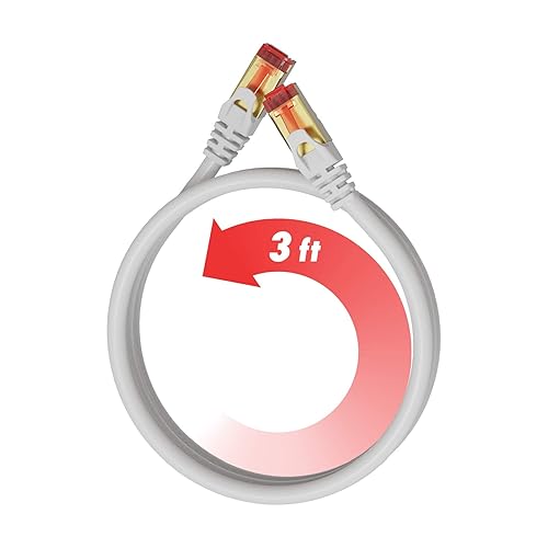 Miniatura 7 de Ultra Clarity Cables Cable Ethernet Cat 8 de 3 pies  Cable WiFi Cat8 de alta velocidad de 40 Gbps 2000 Mhz  Conector RJ45 con chapado en oro