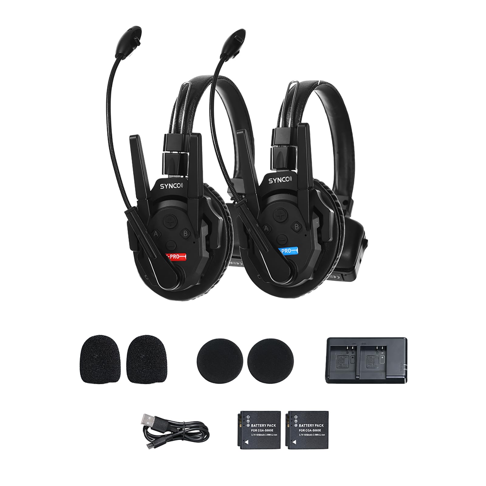 SYNCO XTalk XPro bezprzewodowy interkomowy zestaw słuchawkowy 2,4 GHz, pełny dupleks, losowy, główny design, 500 m, bateria 24 h (XPro2, 2 szt.)