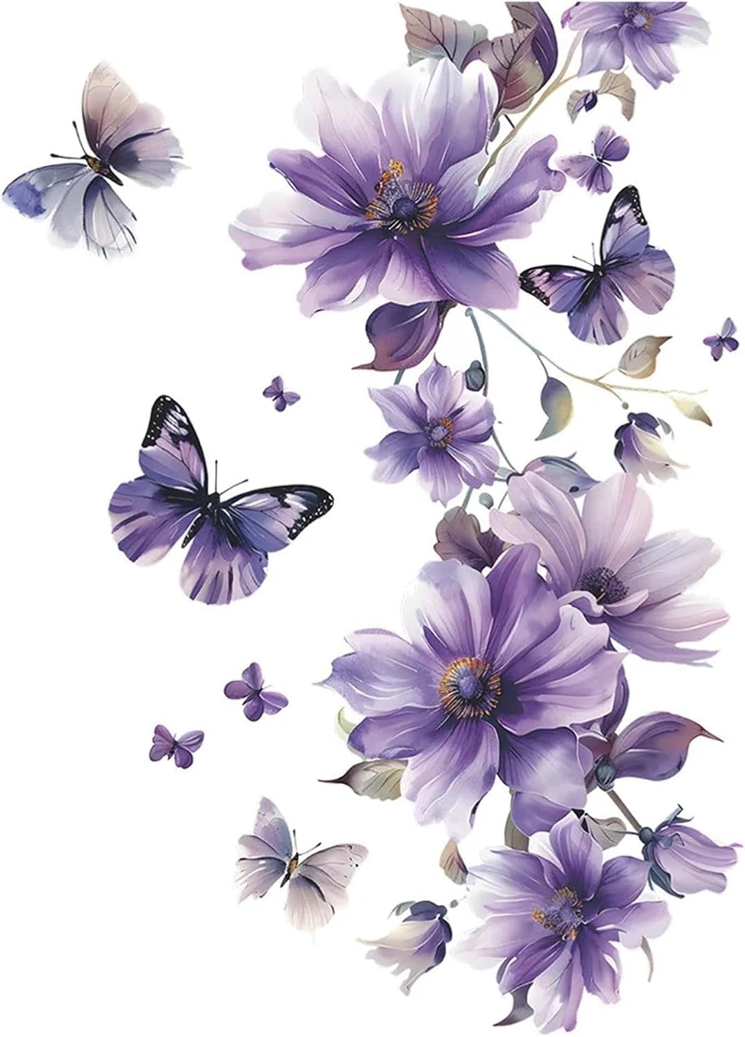 Flower Wall Stickers Flowers Wall Decoration Stickers 1PCS Purple Plants Bedroom Living Room PVC Material