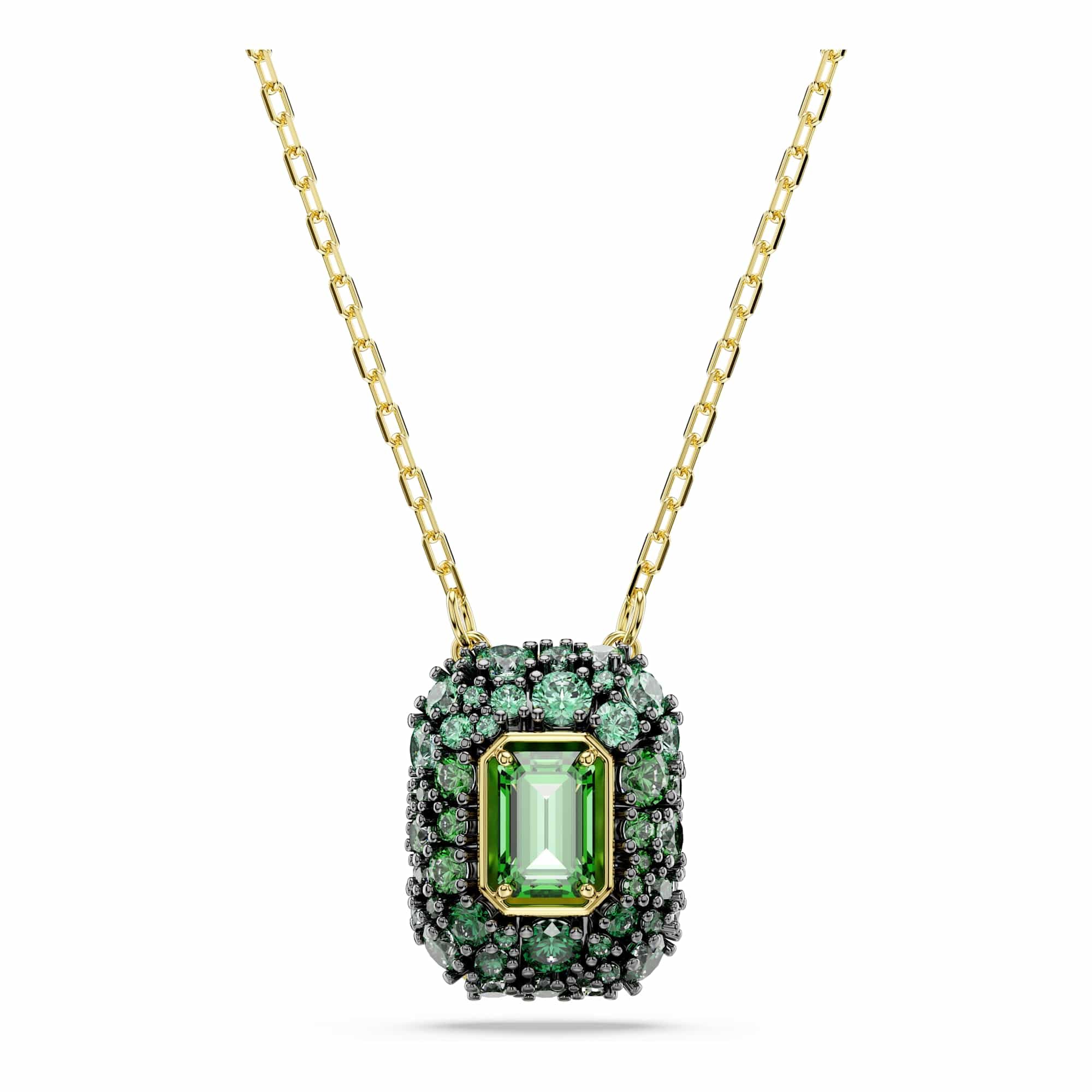 Swarovski Jewellery Women's Green/Gold Swarovski Sublima Octagon Cut Crystal Tone Necklace 1.5 X 1.2Cm, 38-45Cm