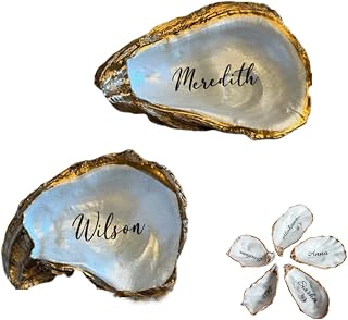 10 Pieces Decorative Gold Oyster Shell Name Seating Cards, Personalized Wedding Seating Cards For Beach Wedding Decorations, Table Settings, Birthdays, Parties, Dinners