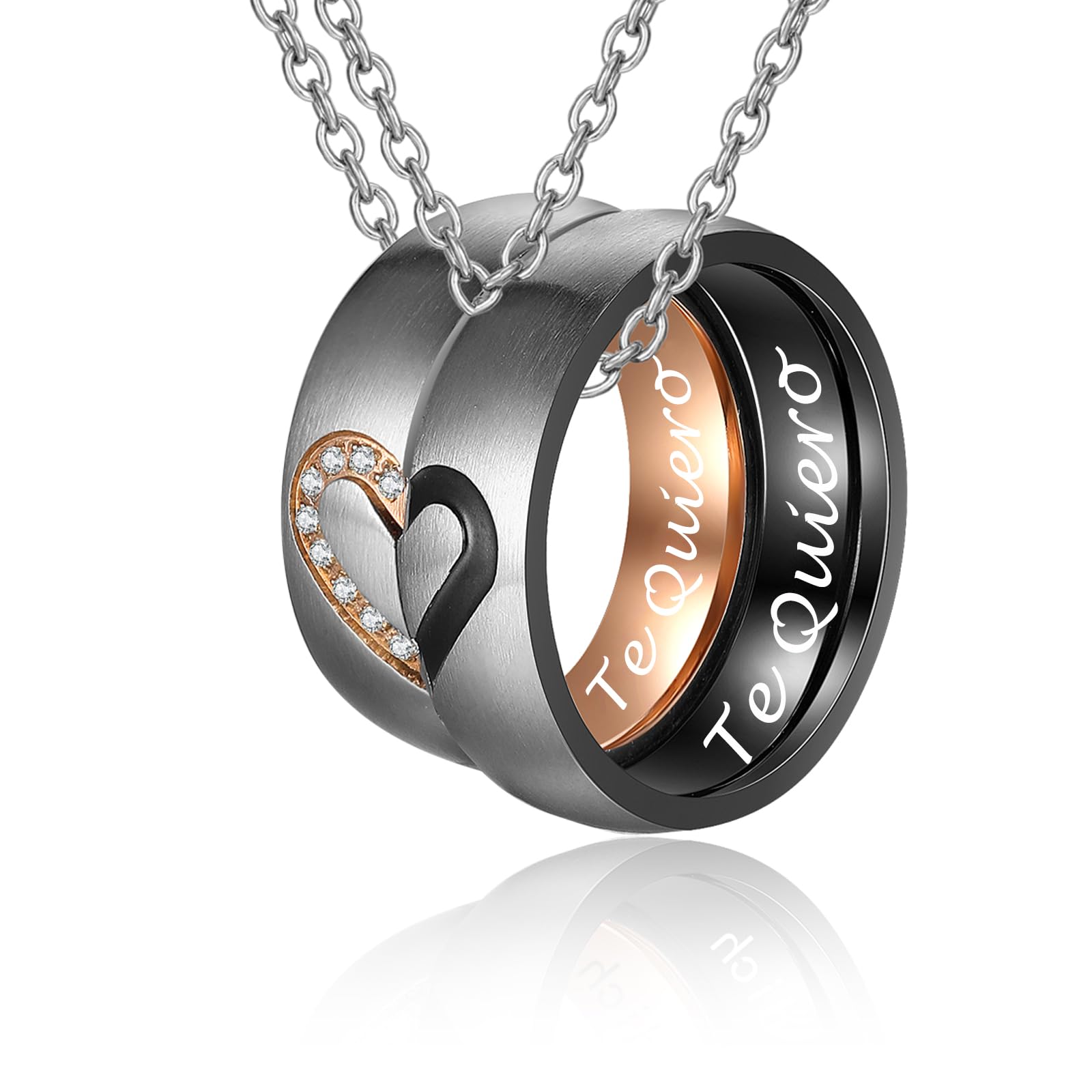 Gkmamrg San Valentin Regalo aniversario Pareja Collar - Corazón Anillos Colgante para Parejas de Rompecabezas, el Mejor Regalo para ti y tu Amante