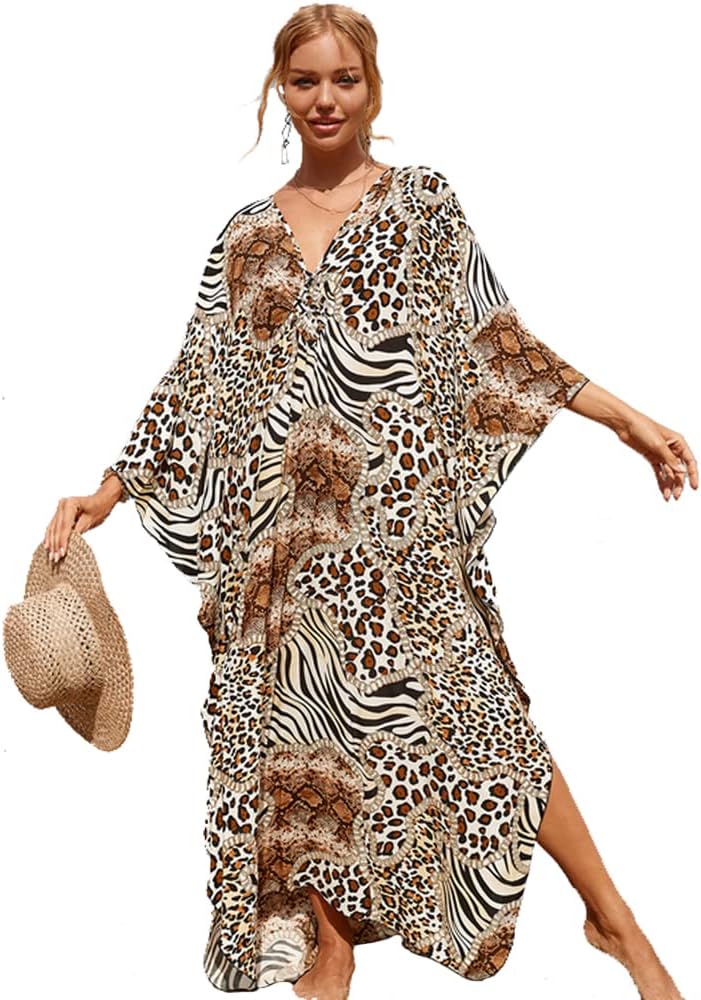 YouKD Bohemian Kimono Long Cardigan Beach Badpak Cover Up Maxi-jurk voor dames