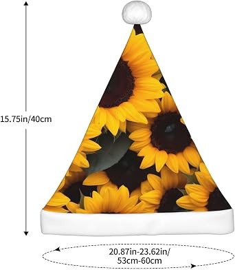 Santa Hat For Adults Christmas Hat Unisex Holiday Xmas Hats For New Year Festive Party,Vibrant Sunflower Blooms