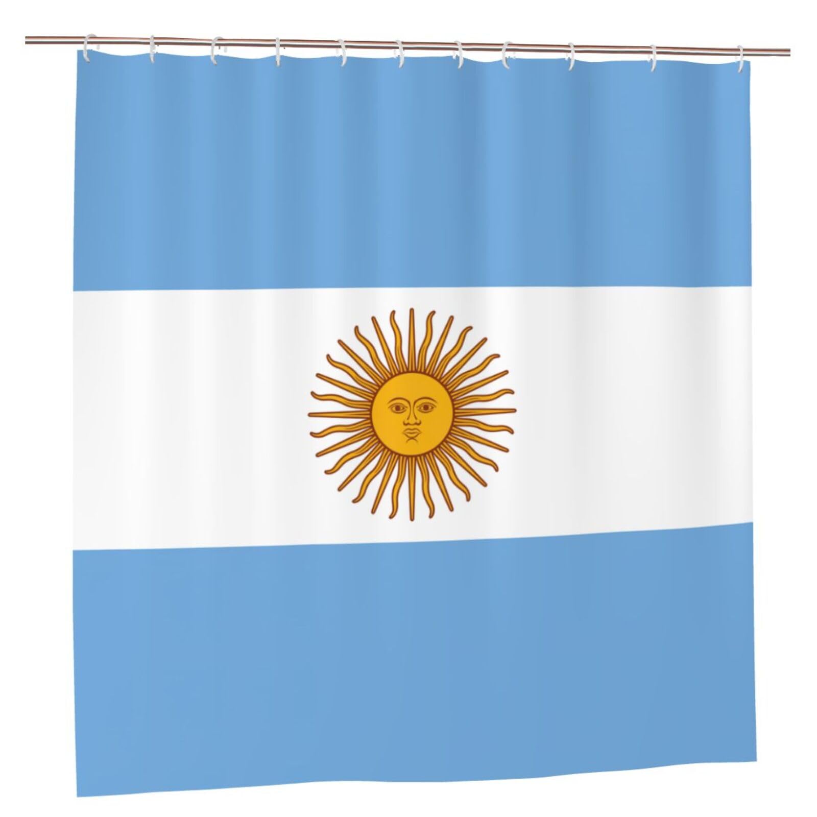 Rideau de douche 183x183 en polyester avec accessoires œillets drapeau Argentine