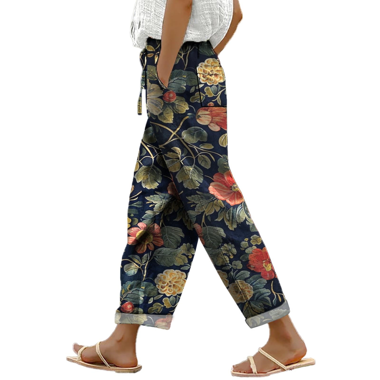 - Hawaii Pants for Women Lightweight Baggy Elastic High Waist Casual Lounge Trousers