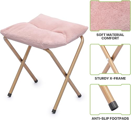 Miniatura 9 de Magshion Silla platillo con otomana, silla de lectura plegable de gran tamaño para adolescentes y adultos, asiento acogedor con marco de metal