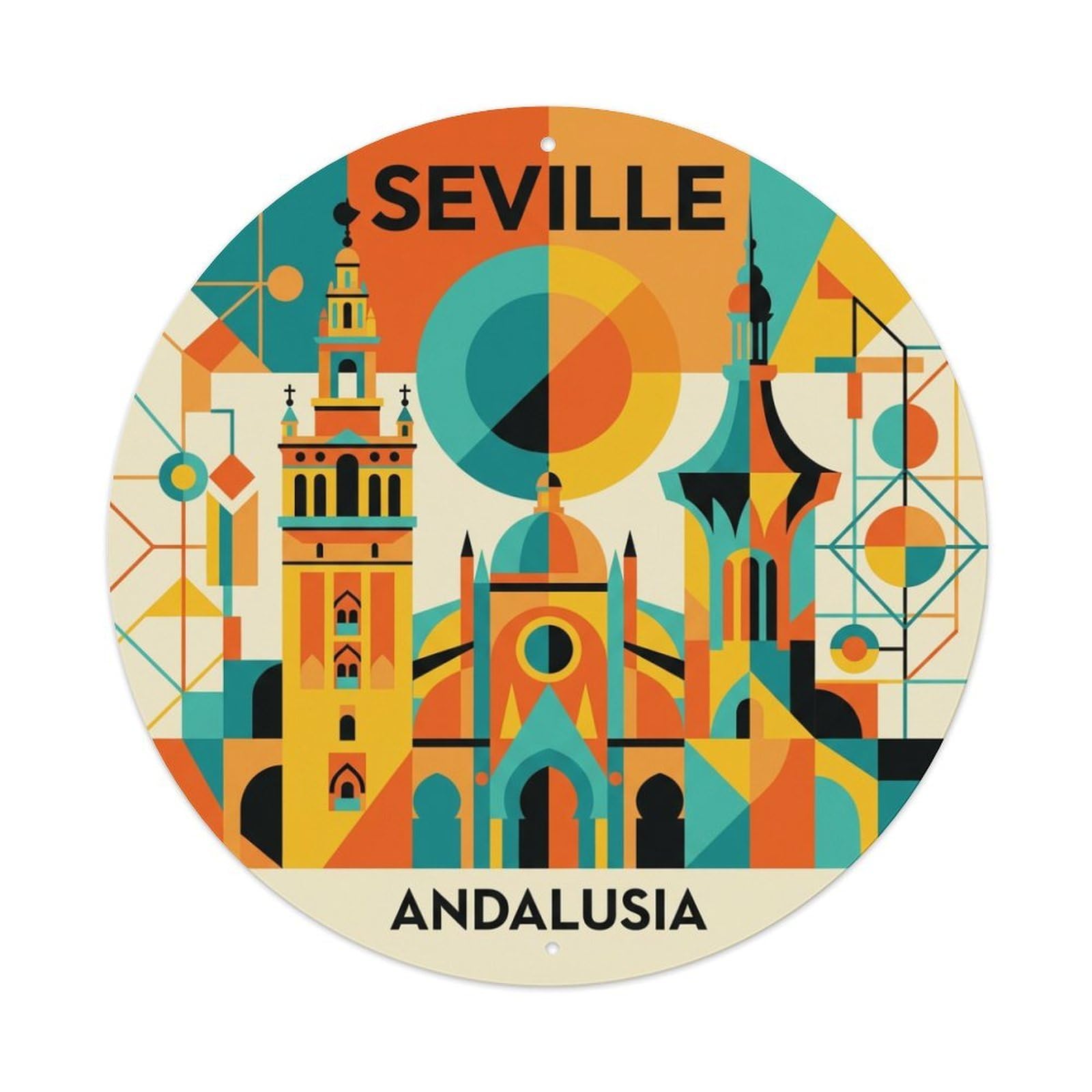 Metal Tin Sign Vintage Travel Seville Spain