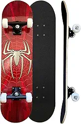 Skate Infantil Semi Profissional Juvenil Montado Completo Radical Skateboard Criança Shape com Lixa - Arte de Rua - Spider Aranha