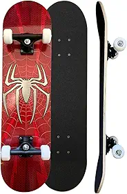 Skate Infantil Semi Profissional Juvenil Montado Completo Radical Skateboard Criança Shape com Lixa - Arte de Rua - Spider Aranha