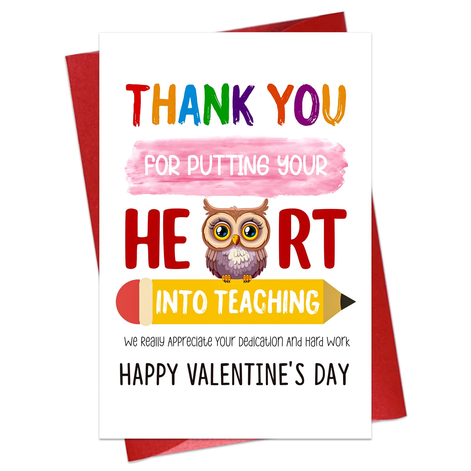 Valentine's Day Card for Teacher - Thank You Card with Envelopes, Teacher Appreciation Gifts from Students Thank You Gifts for Teachers