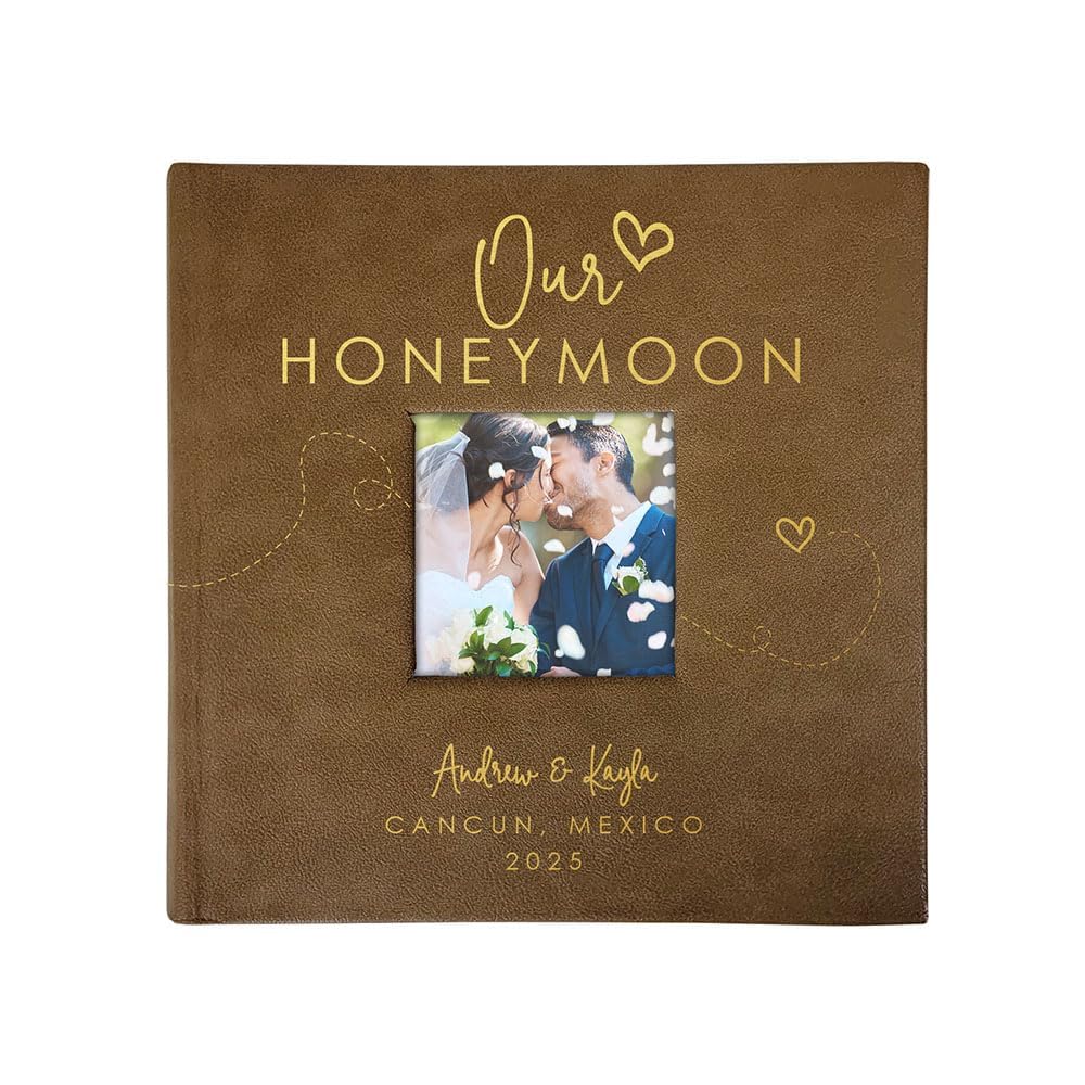 Personalized Honeymoon Photo Album Small Leatherette 4x6 Holds 100 Photos Travel Memory Book